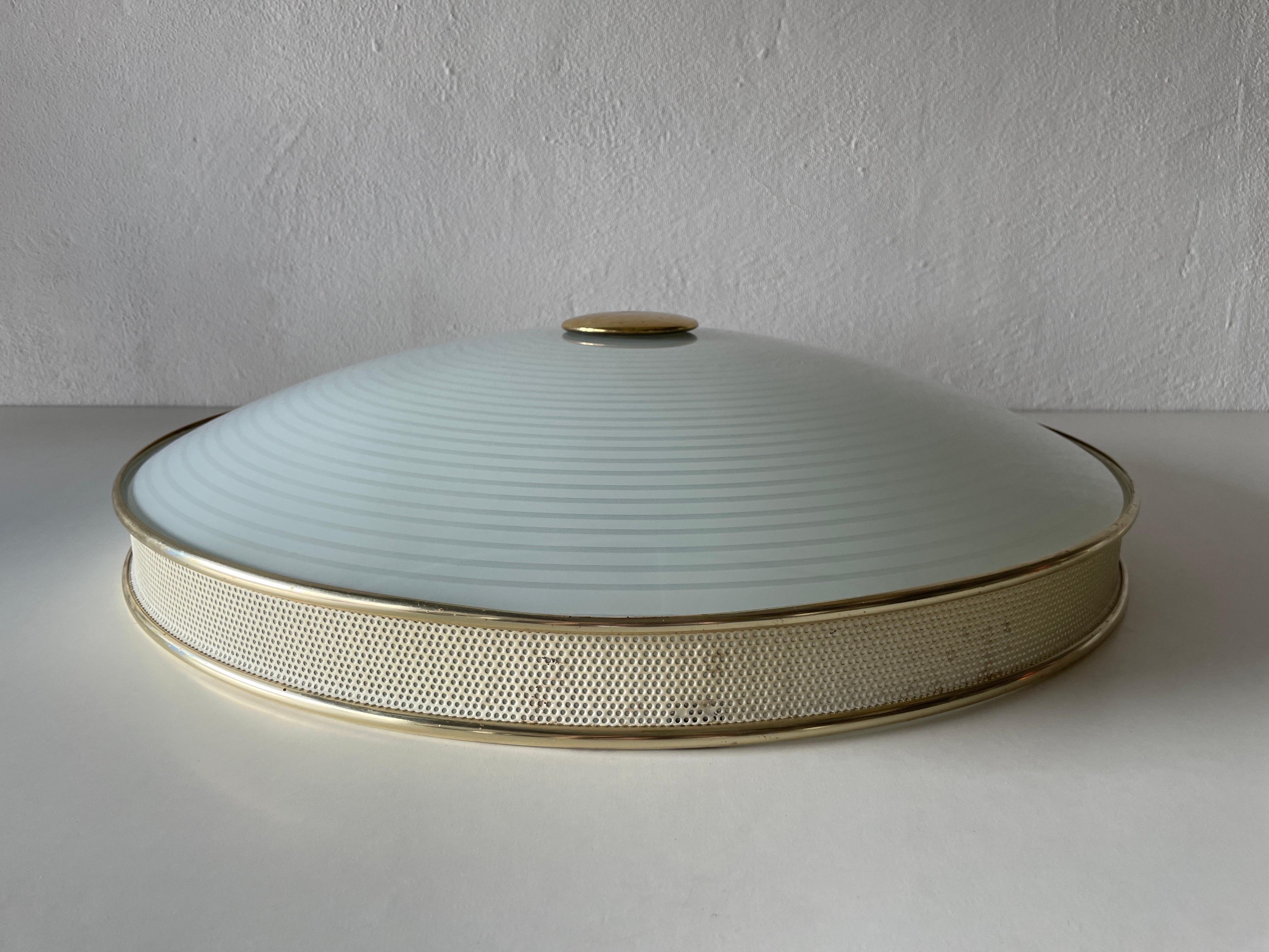 Ufo Design Glass Metal Flush Mount Ceiling Lamp by Hillebrand, 1950s, Germany For Sale 1