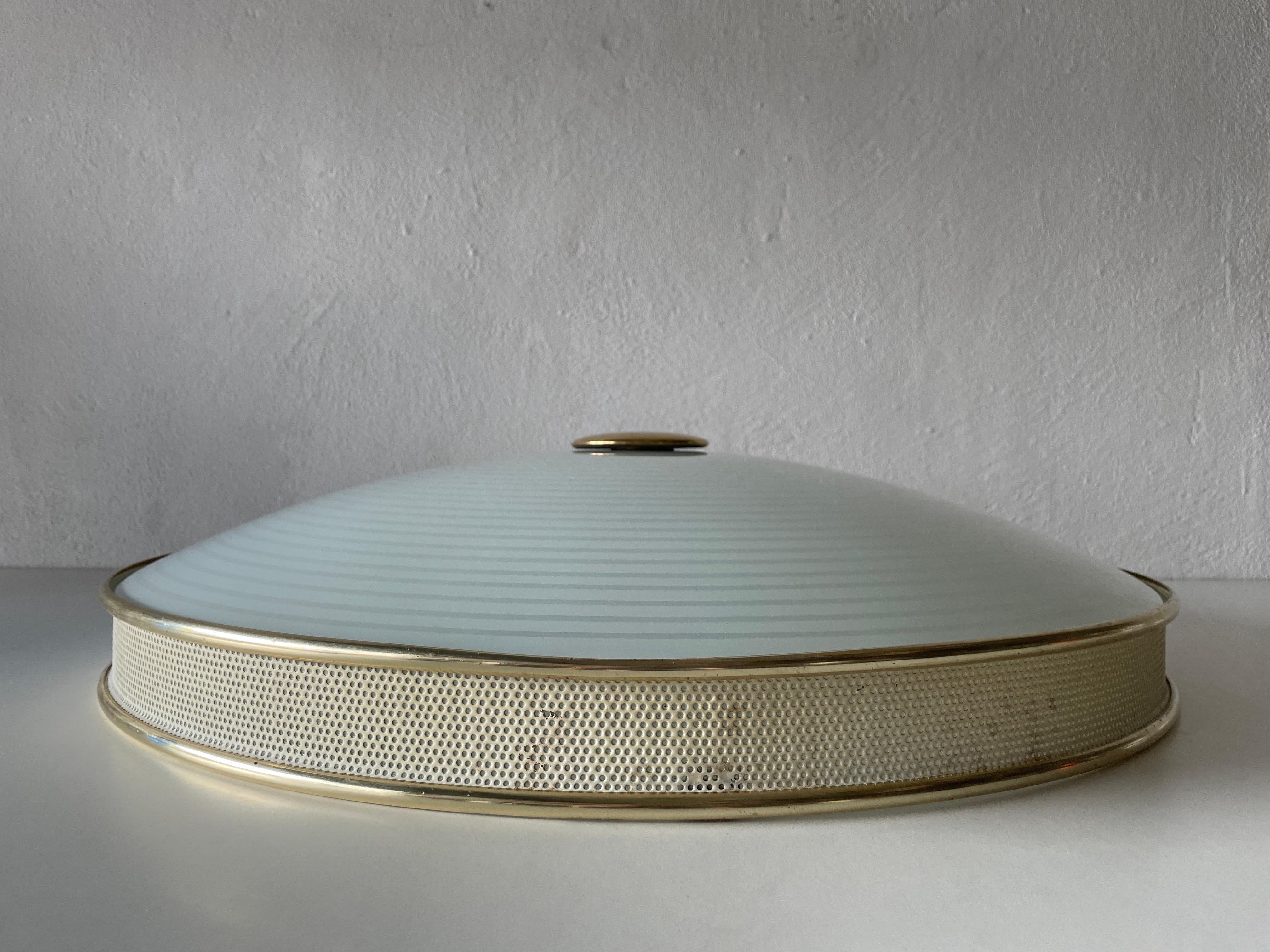 Ufo Design Glass Metal Flush Mount Ceiling Lamp by Hillebrand, 1950s, Germany For Sale 2