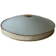 Ufo Design Glass Metal Flush Mount Ceiling Lamp by Hillebrand, 1950s, Germany