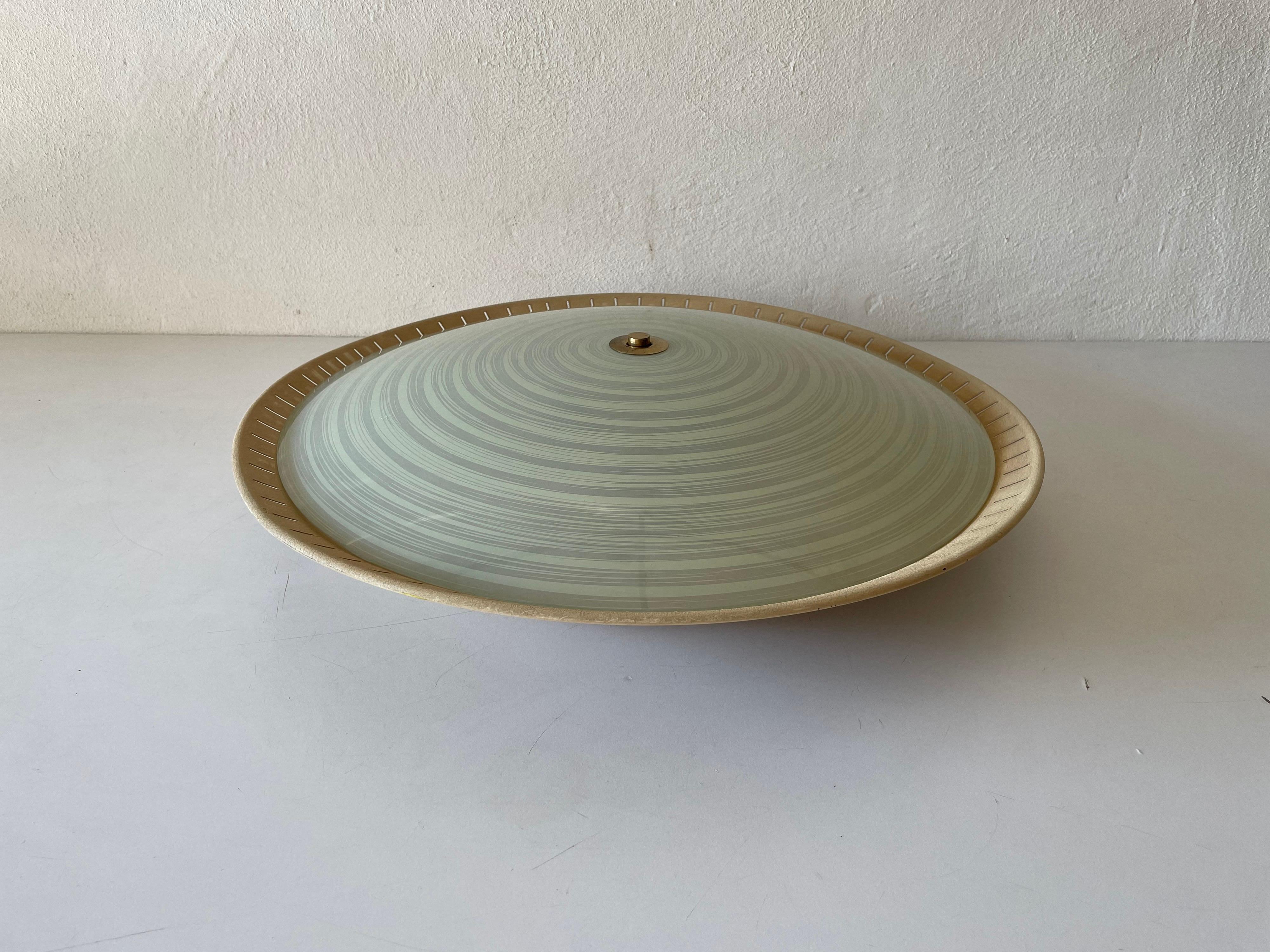 Ufo Design Large Flush Mount Ceiling Lamp by Hillebrand, 1950s, Germany In Good Condition For Sale In Hagenbach, DE