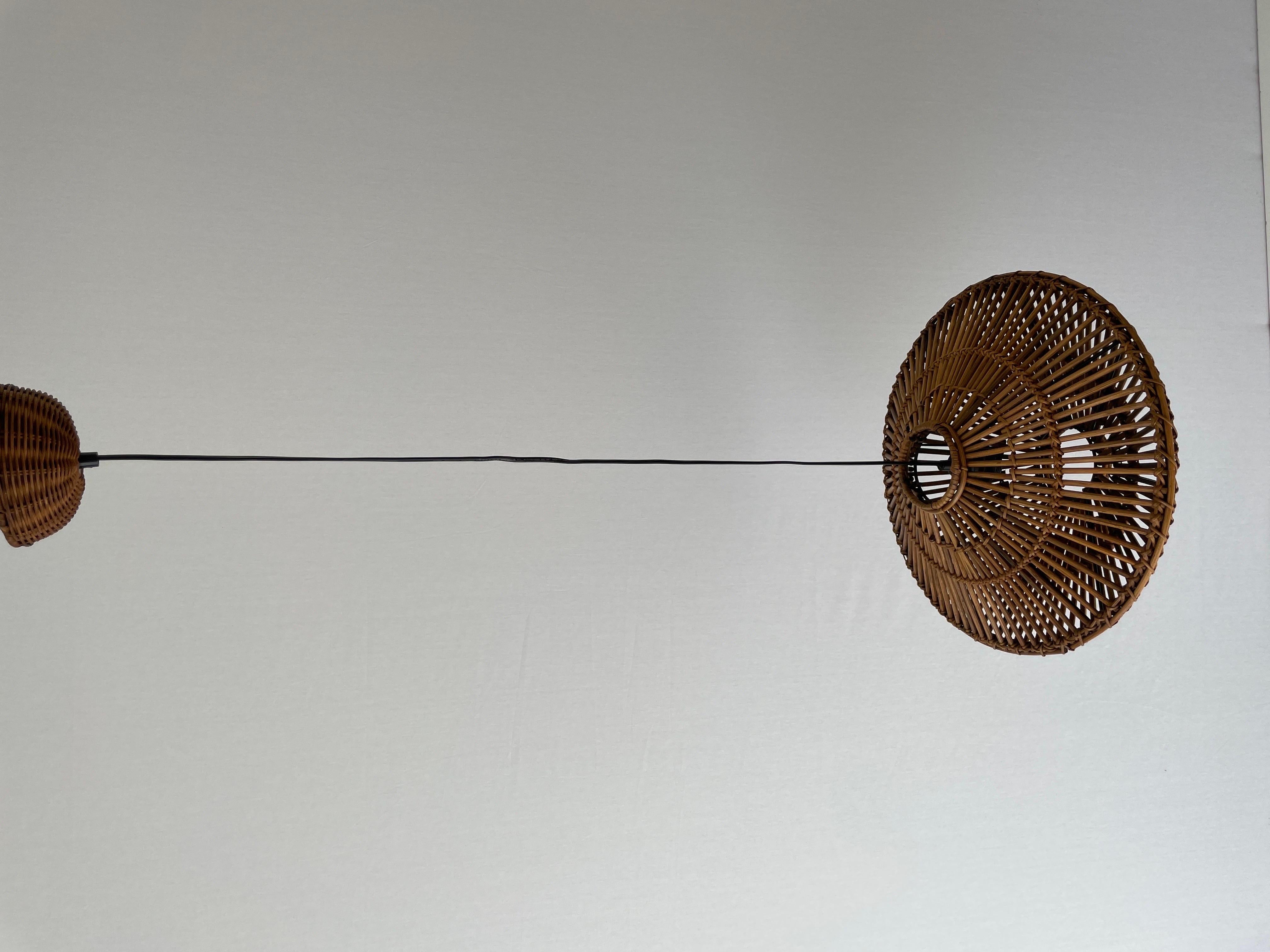 Osier Lampe à suspension moderne du milieu du siècle dernier par Franco Albini, années 1960, Italie en vente