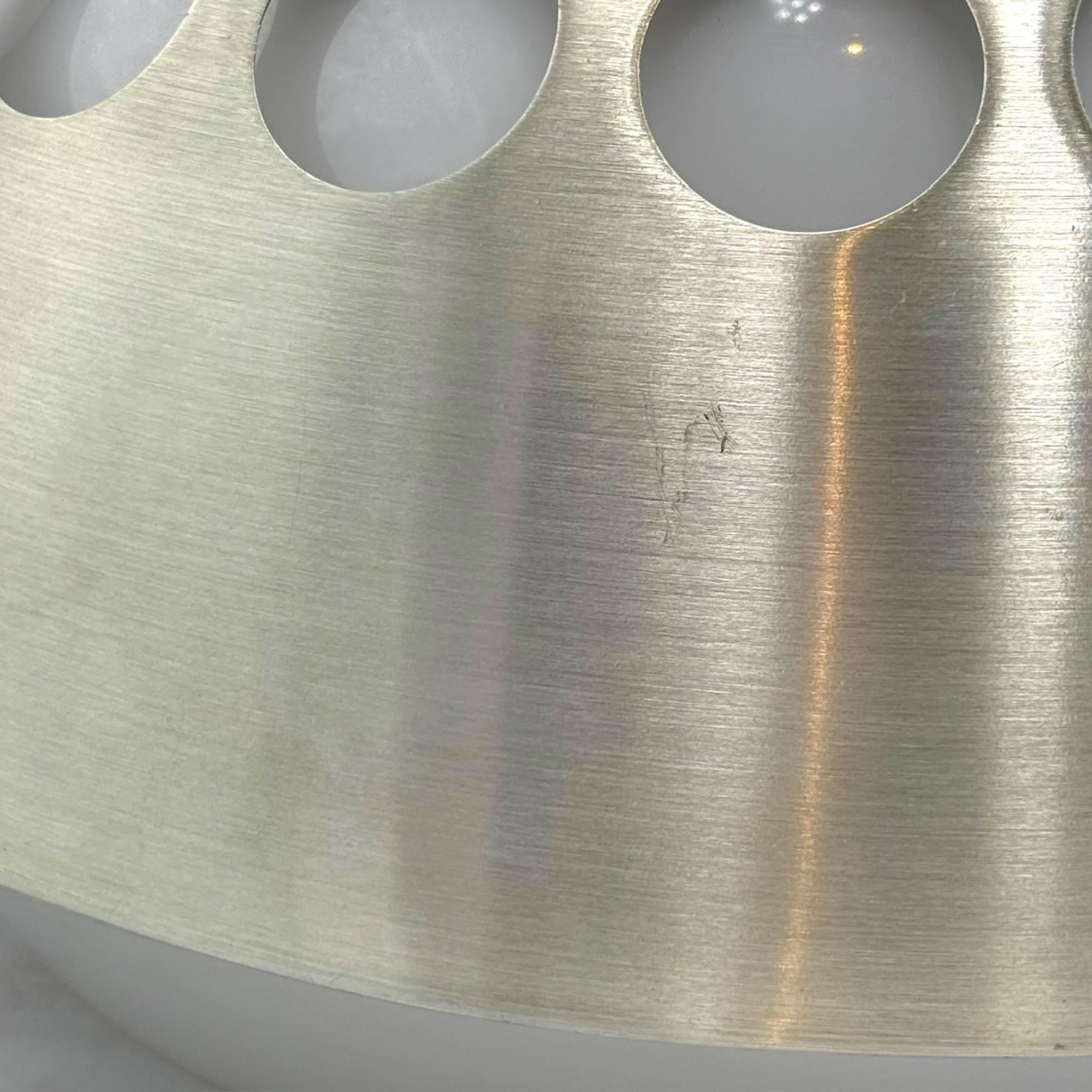 Lampada a sospensione UFO anni '70 - Metallo spazzolato e paralume traslucido Design A Space AGE in vendita 3