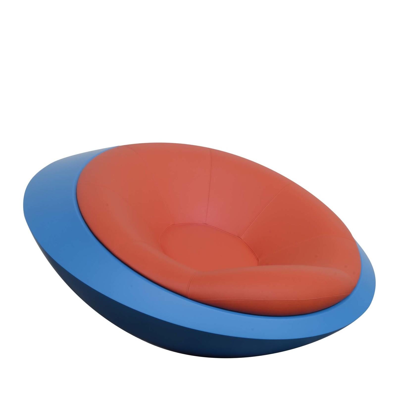 Italian U.F.O. Red and Blue Round Armchair