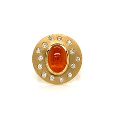 Georg Spreng - Ufo Ring 18 Karat Yellow Gold orange Mandarin Garnet and Diamonds