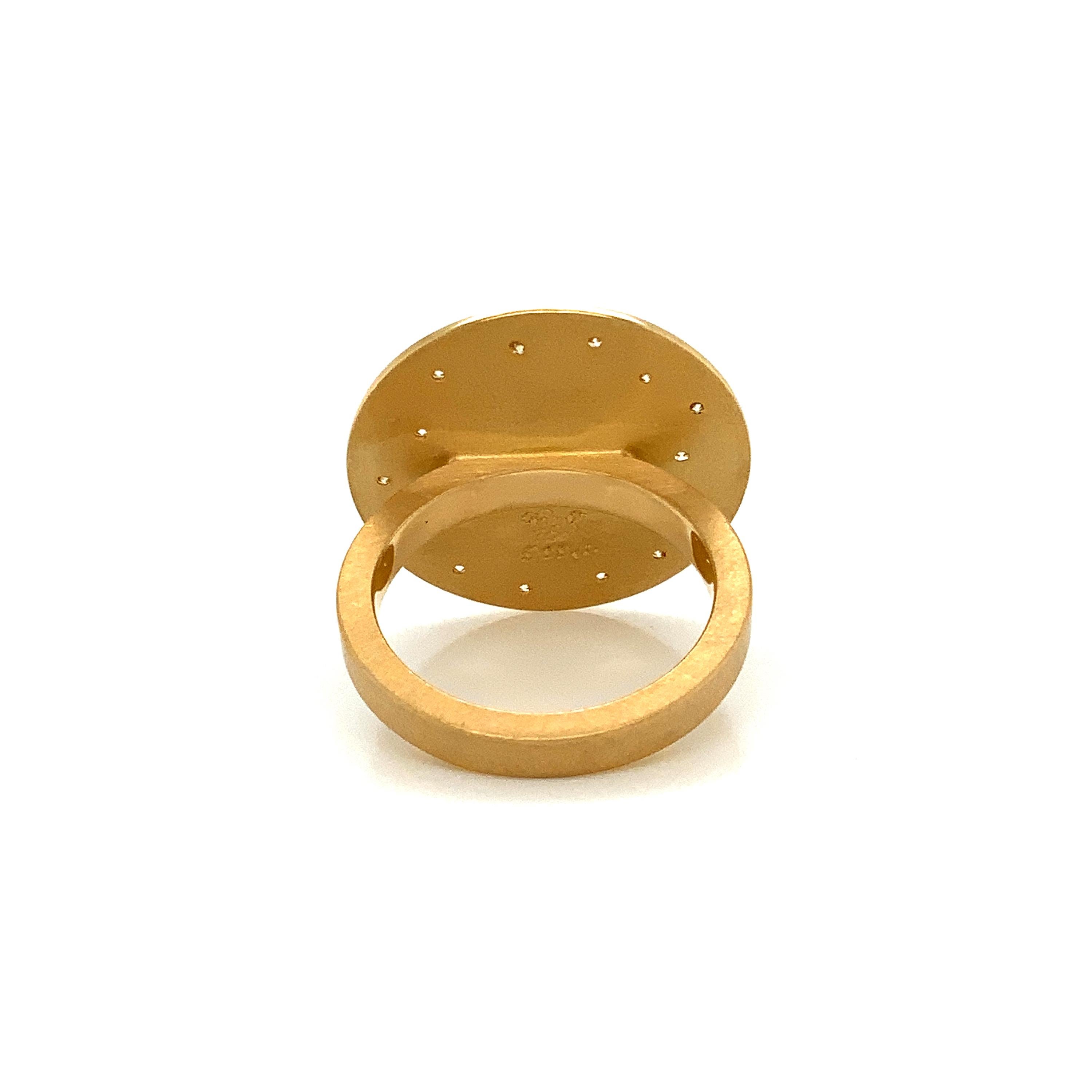 Oval Cut Georg Spreng - Ufo Ring 18 Karat Yellow Gold orange Mandarin Garnet and Diamonds For Sale