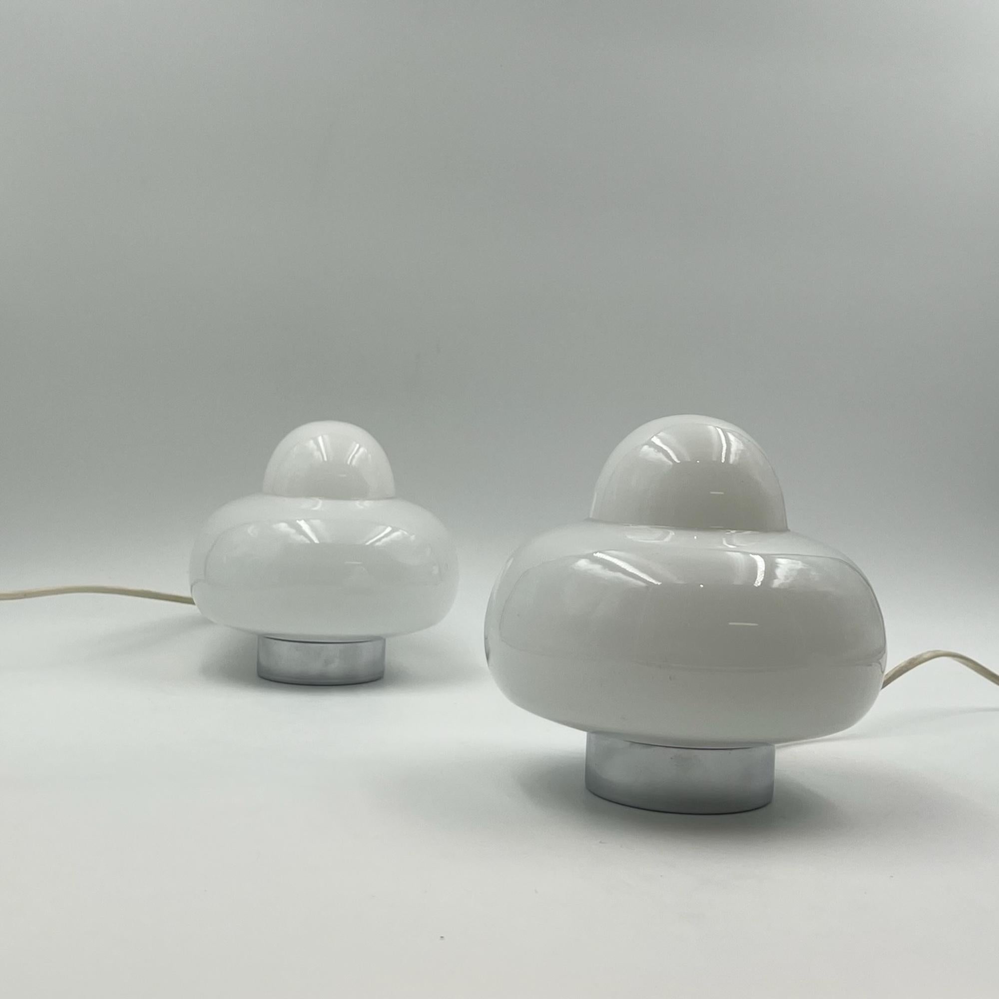 Metal UFO Space Age Lamps - Flying Saucer 1970s Table Lights Italy, Set of 2