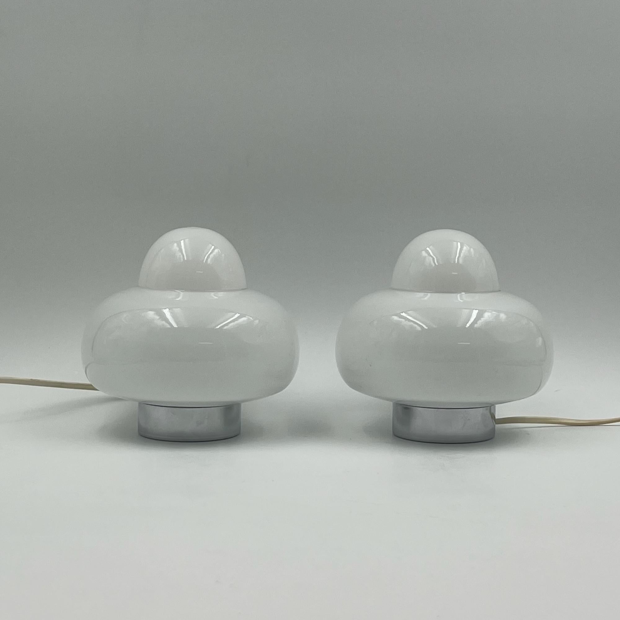 UFO Space Age Lamps - Flying Saucer 1970s Table Lights Italy, Set of 2 1