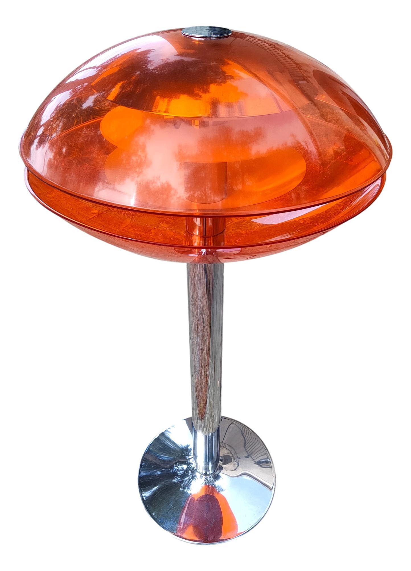 Italian Ufo Space Age Lucite Plexiglass Floor Lamp 1970 Midcentury Rare For Sale