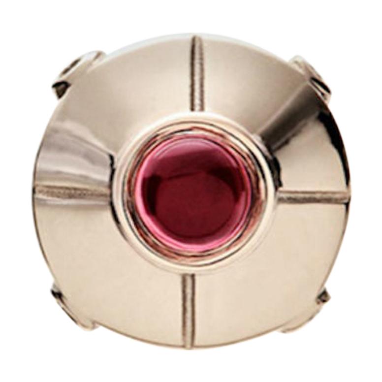 UFO Stud, 18 Karat White Gold Pink Tourmaline Diamond Single Stud Earring For Sale