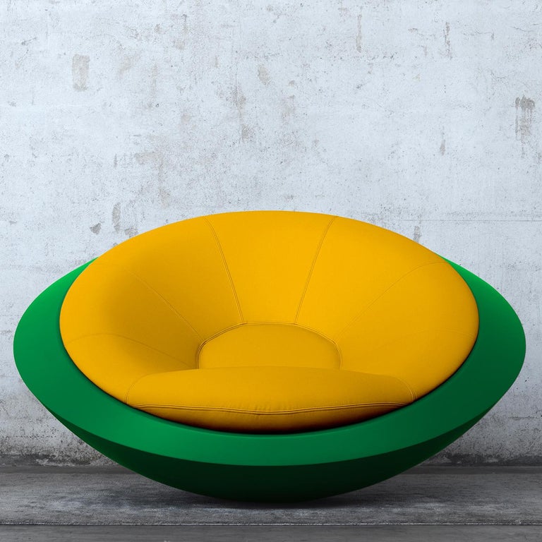 U.F.O Yellow and Green Round Armchair For Sale at 1stDibs