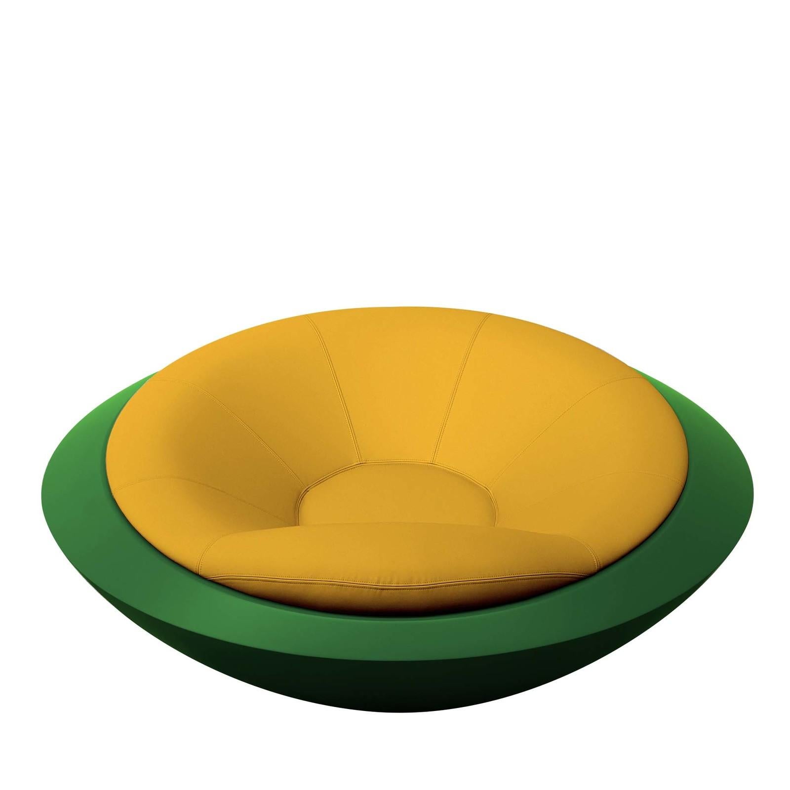 Italian U.F.O Yellow and Green Round Armchair