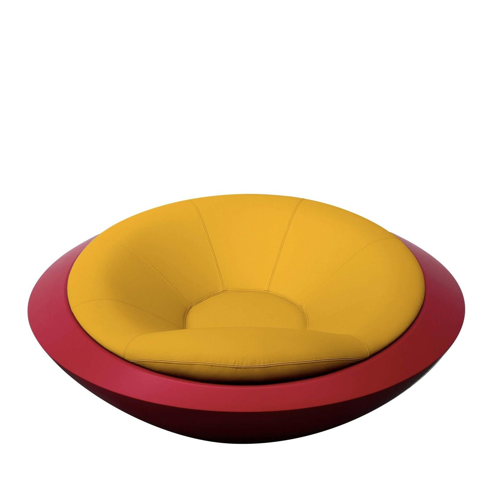 Italian U.F.O. Yellow and Red Round Armchair