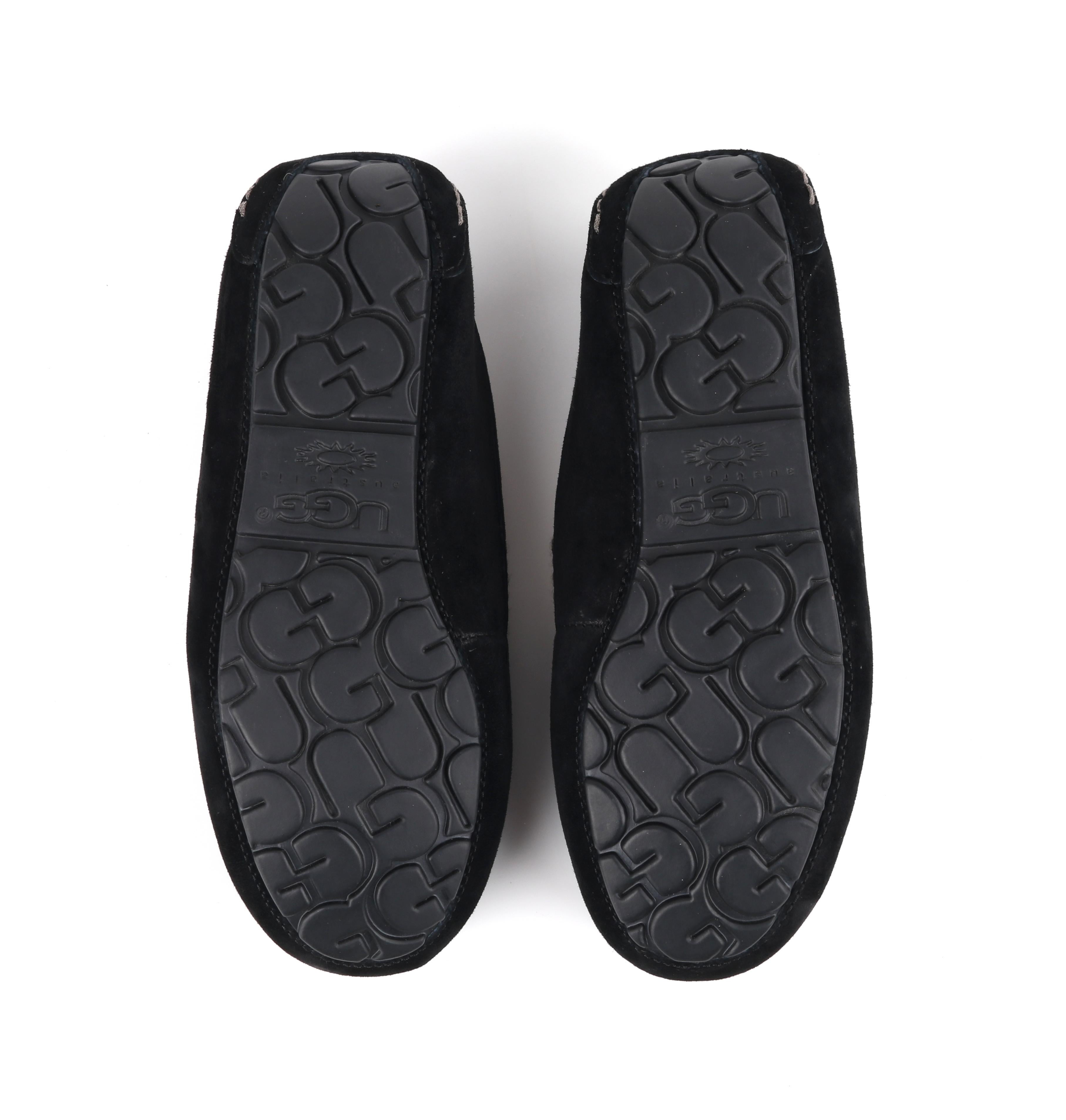 UGG AUSTRALIA Pendleton 2014 Rainbow Black Suede Wool Print Moccasin Slippers For Sale 3