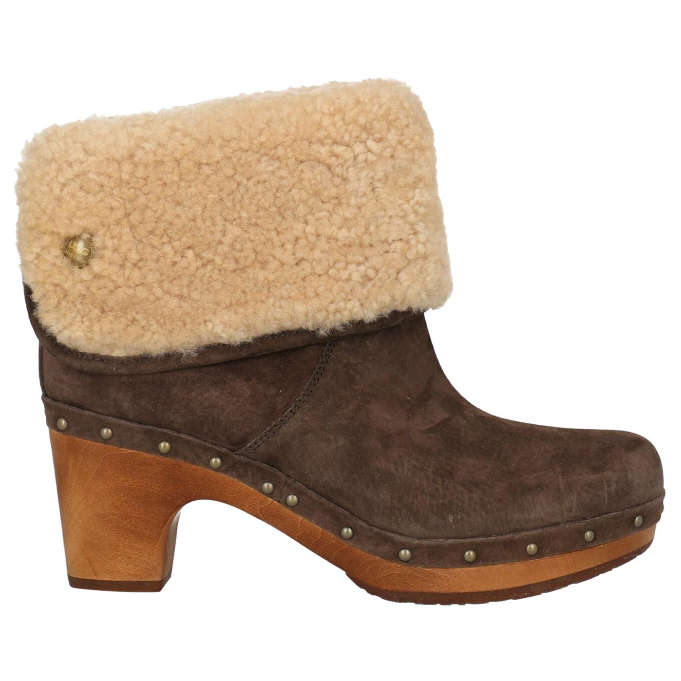 Ugg Australia Woman Ankle boots Brown Leather US 7 For Sale at 1stDibs
