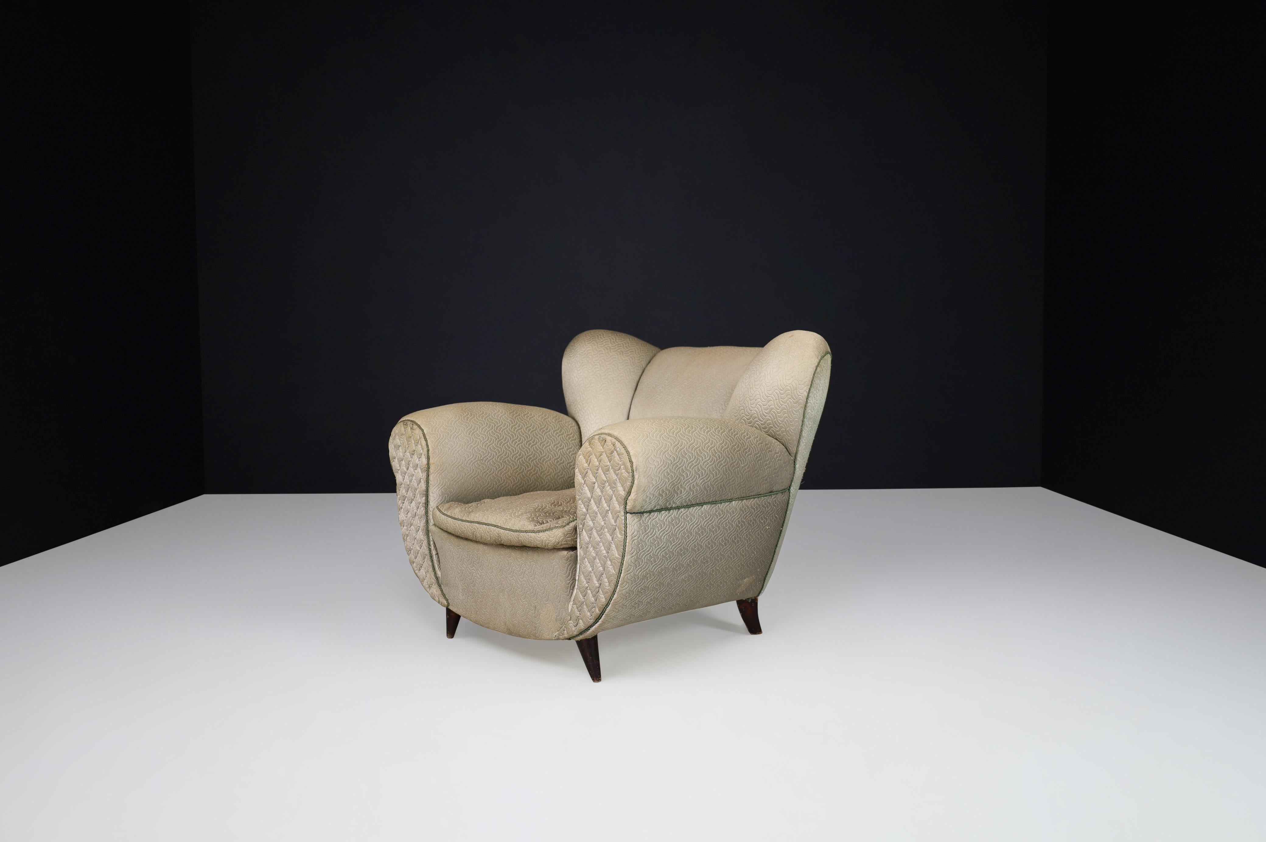 Italian Uglielmo Ulrich Art Deco Lounge Chairs in Original Fabric, Italy 1930s For Sale