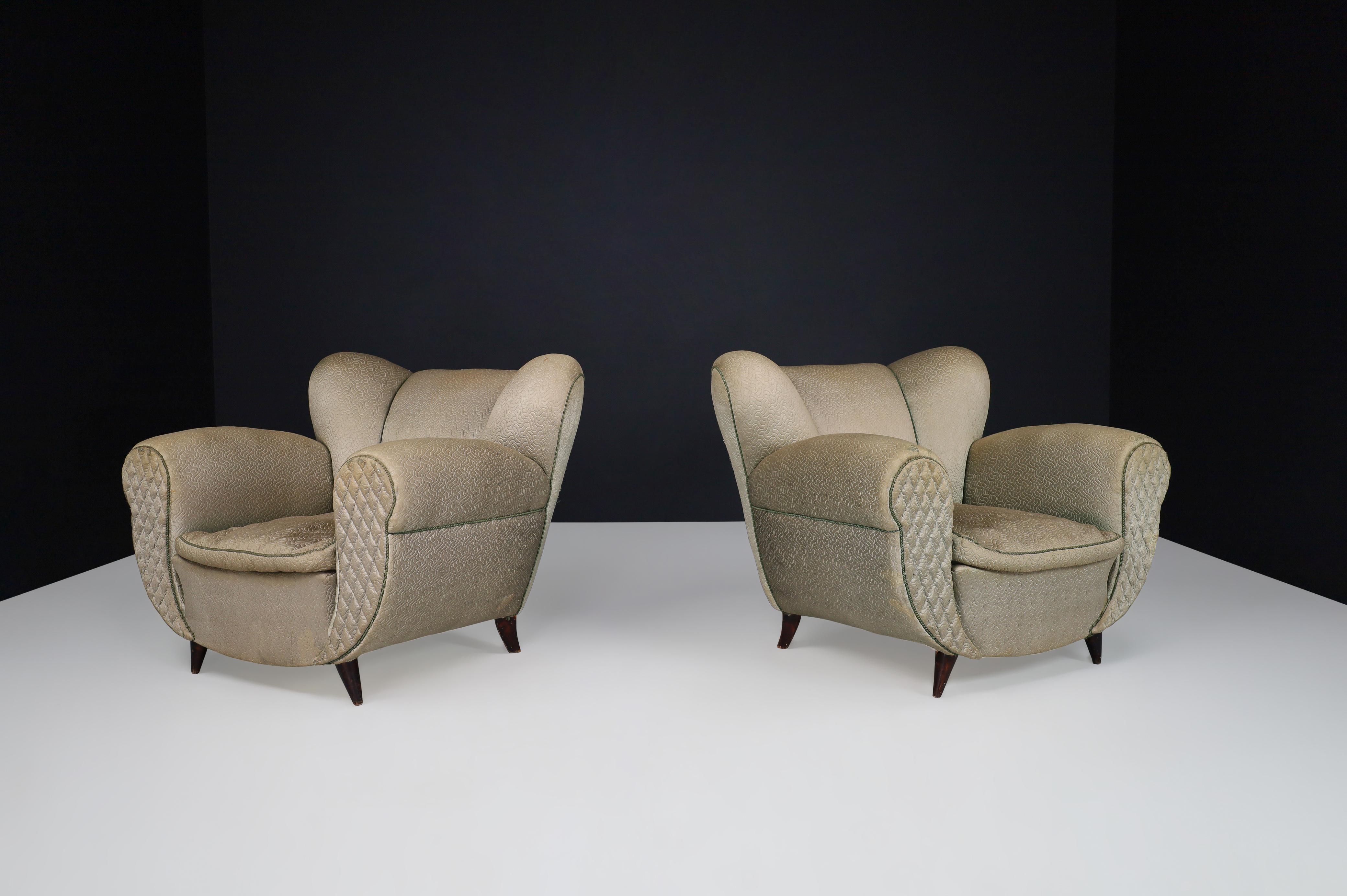 Uglielmo Ulrich Art Deco Lounge Chairs in Original Fabric, Italy 1930s In Good Condition For Sale In Almelo, NL
