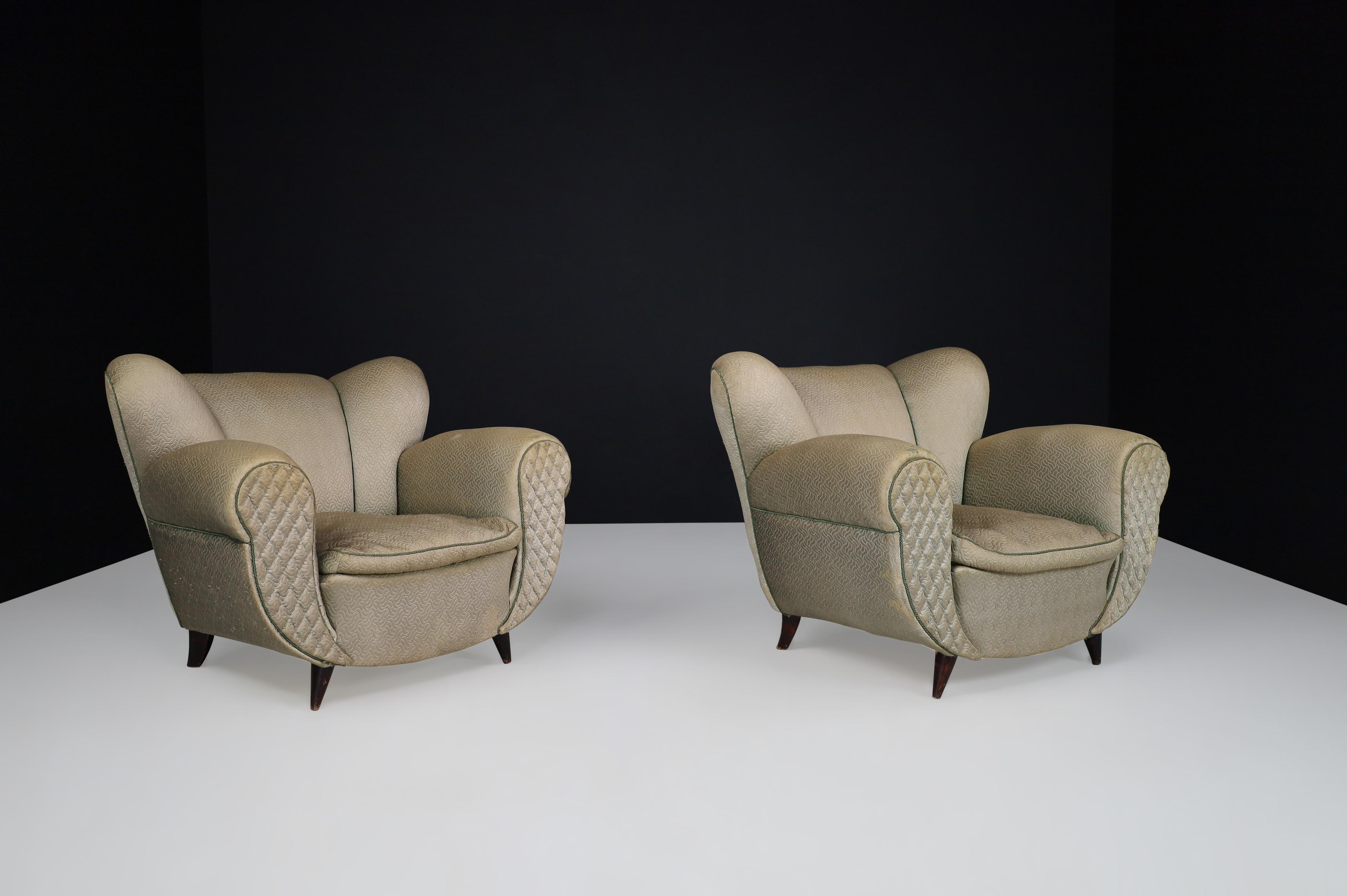 Uglielmo Ulrich Art Deco Lounge Chairs in Original Fabric, Italy 1930s For Sale 1