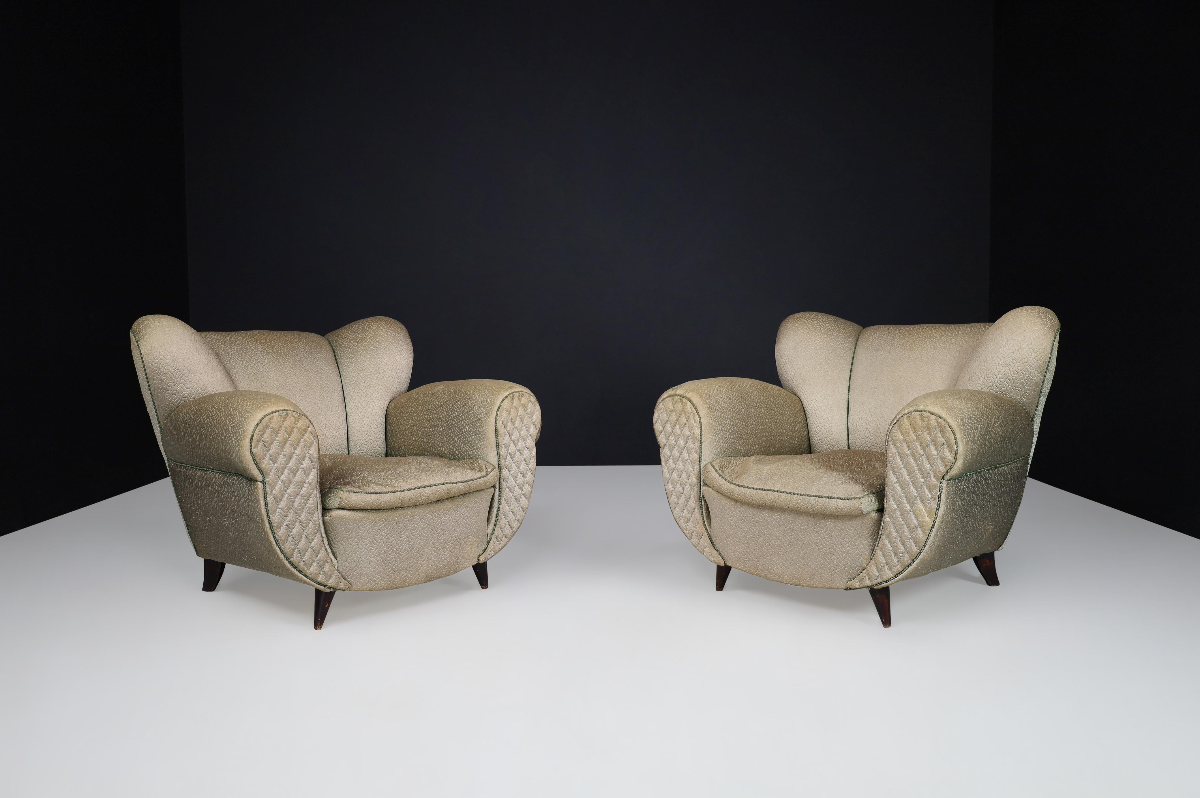 Uglielmo Ulrich Art Deco Lounge Chairs in Original Fabric, Italy 1930s For Sale 4