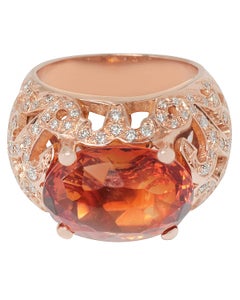 Uglietti 18k Gold Diamond and Madeira Citrine Size 7 Cocktail Ring