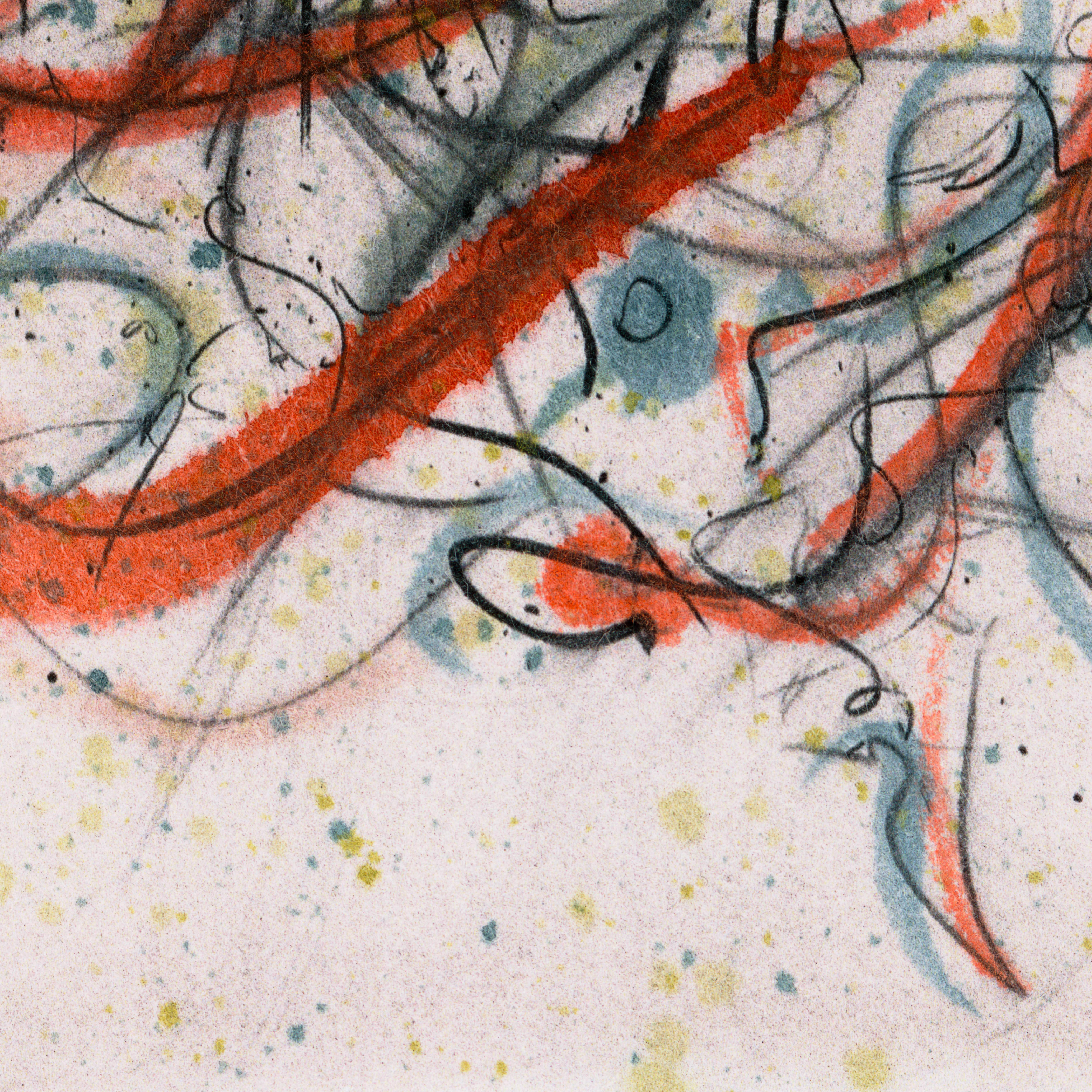 « Conversation », expression abstraite au fusain et à l'aquarelle, édition limitée 15 en vente 1