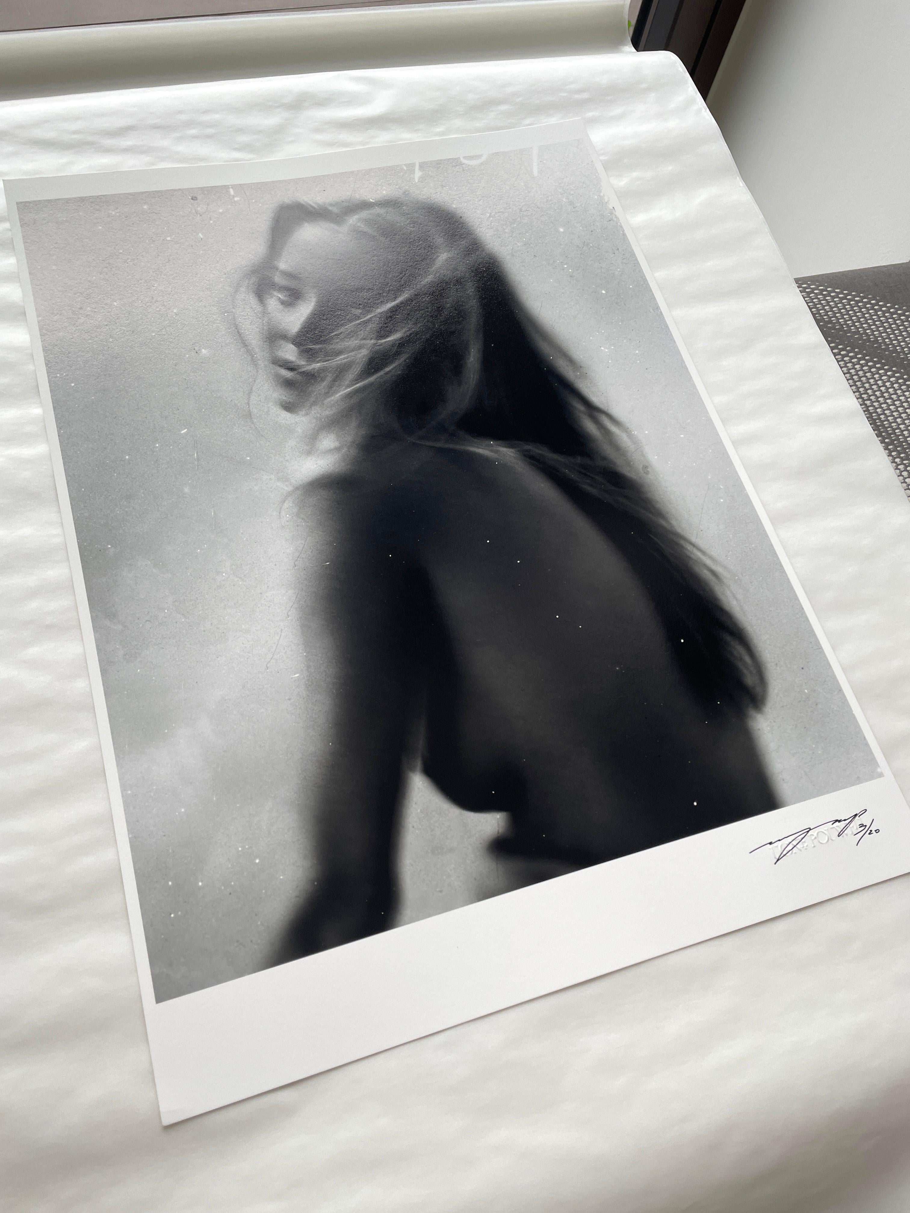 3499 - Black and white analogue female portrait, limitd edition 4 of 20 - Gray Nude Photograph by Ugne Pouwell