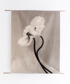 Coupled Poppies - organic cotton canvas scroll on bamboo, limited edition 2 of 5