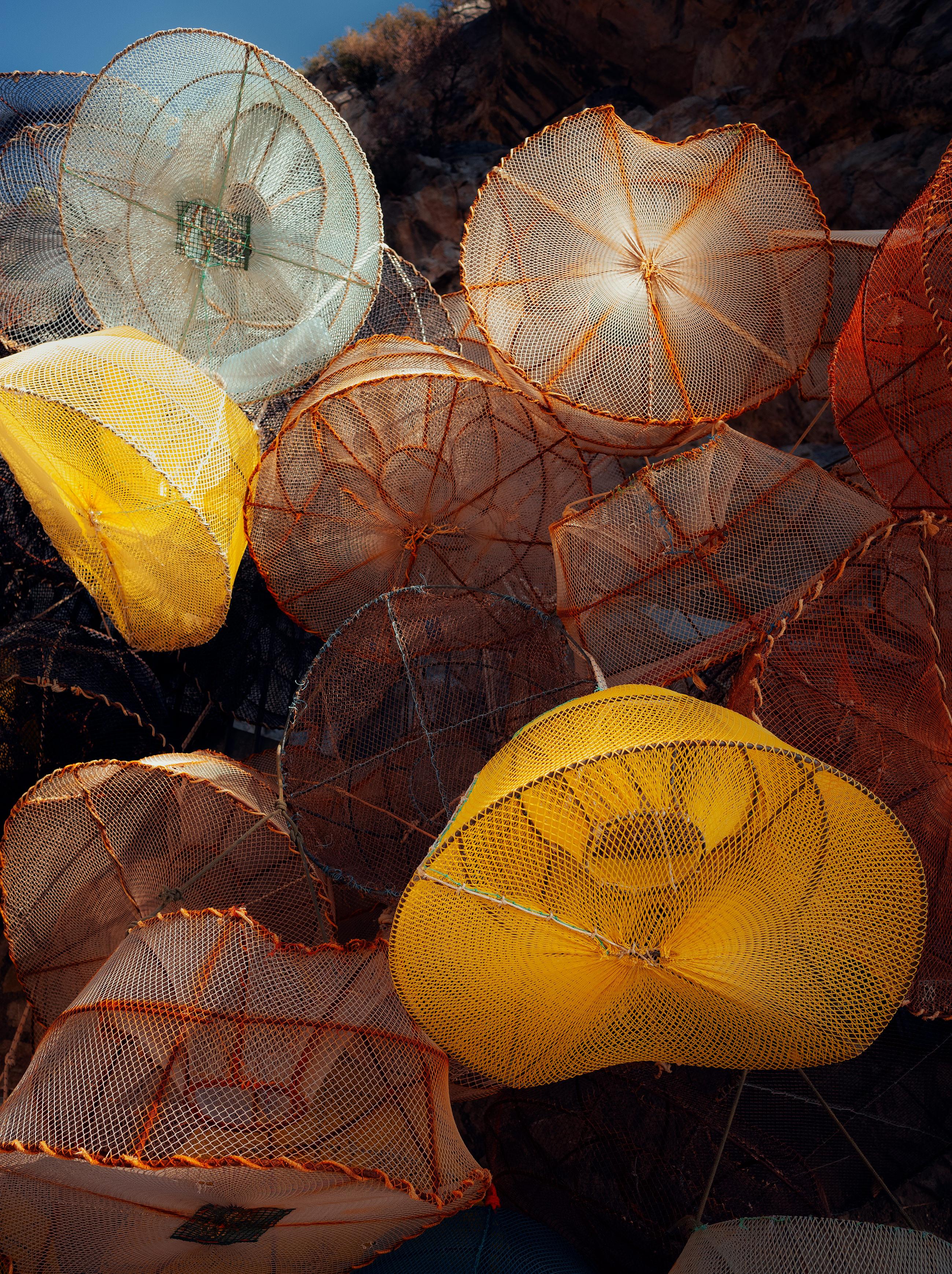 Ugne Pouwell Color Photograph - Fishing Nets No.3 - colourful fishing nets in Italy, Limited Edition 20