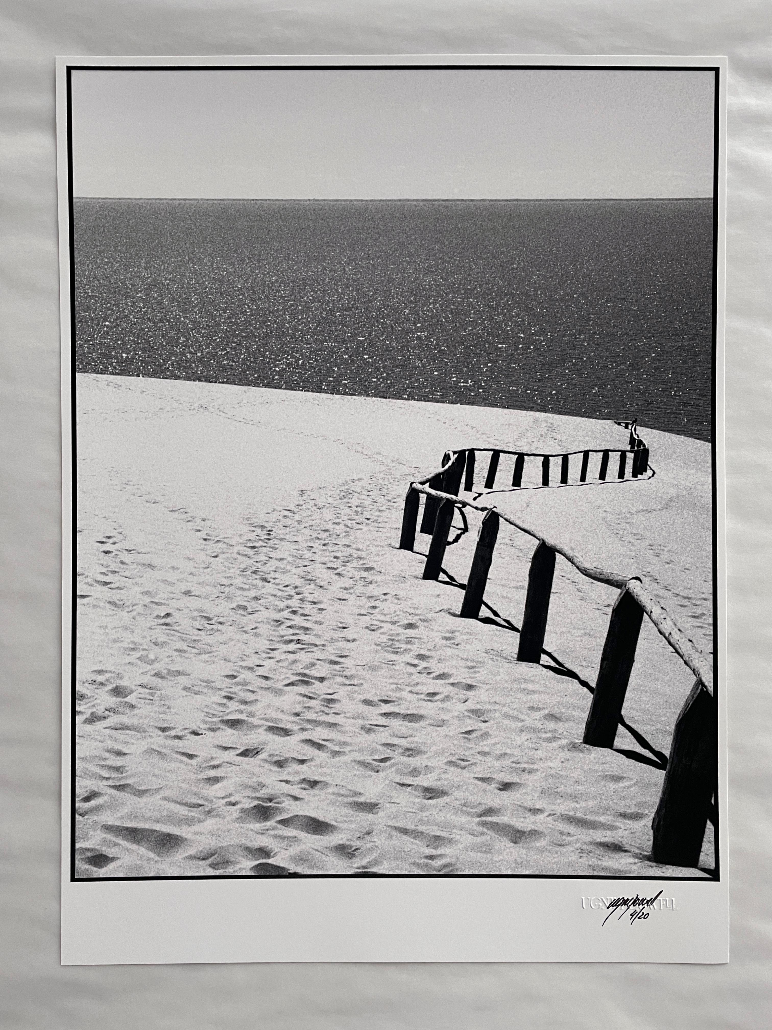 Nida - Black and White Analogue photograph of sand dunes and Baltic sea - Photograph by Ugne Pouwell