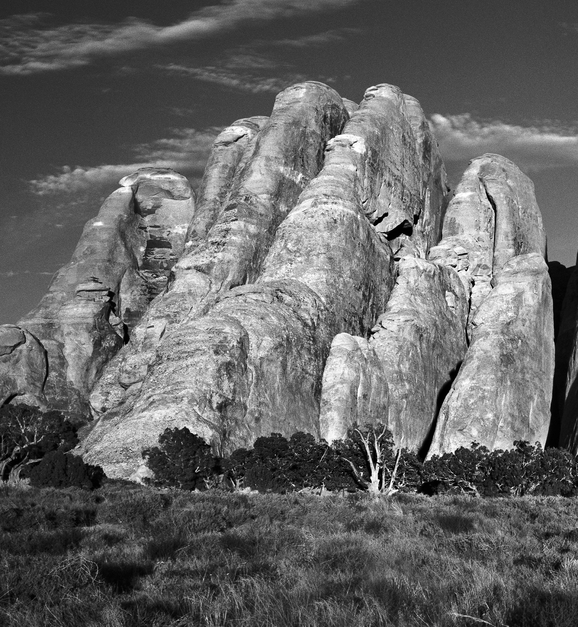 Sand Dune Arches #2- black and white rock arch photography, limitd edition of 20 - Photograph by Ugne Pouwell