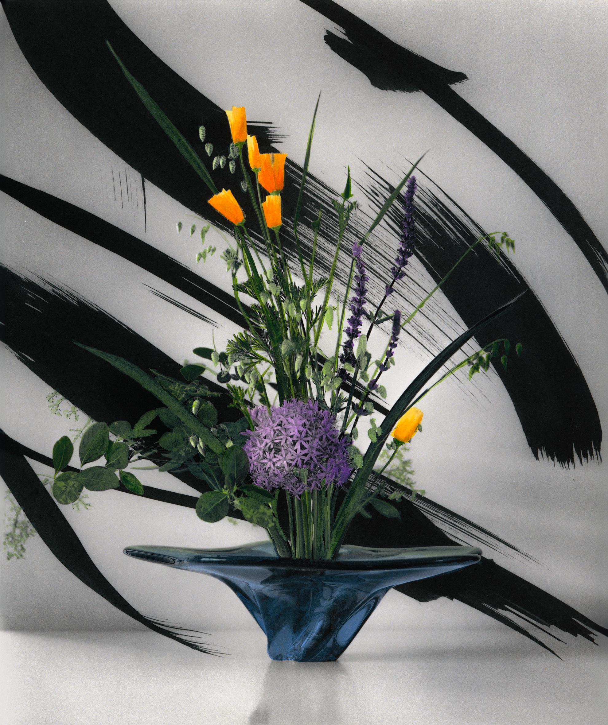 Spring Ikebana - mixed media photography and painting, Limited edition of 10
