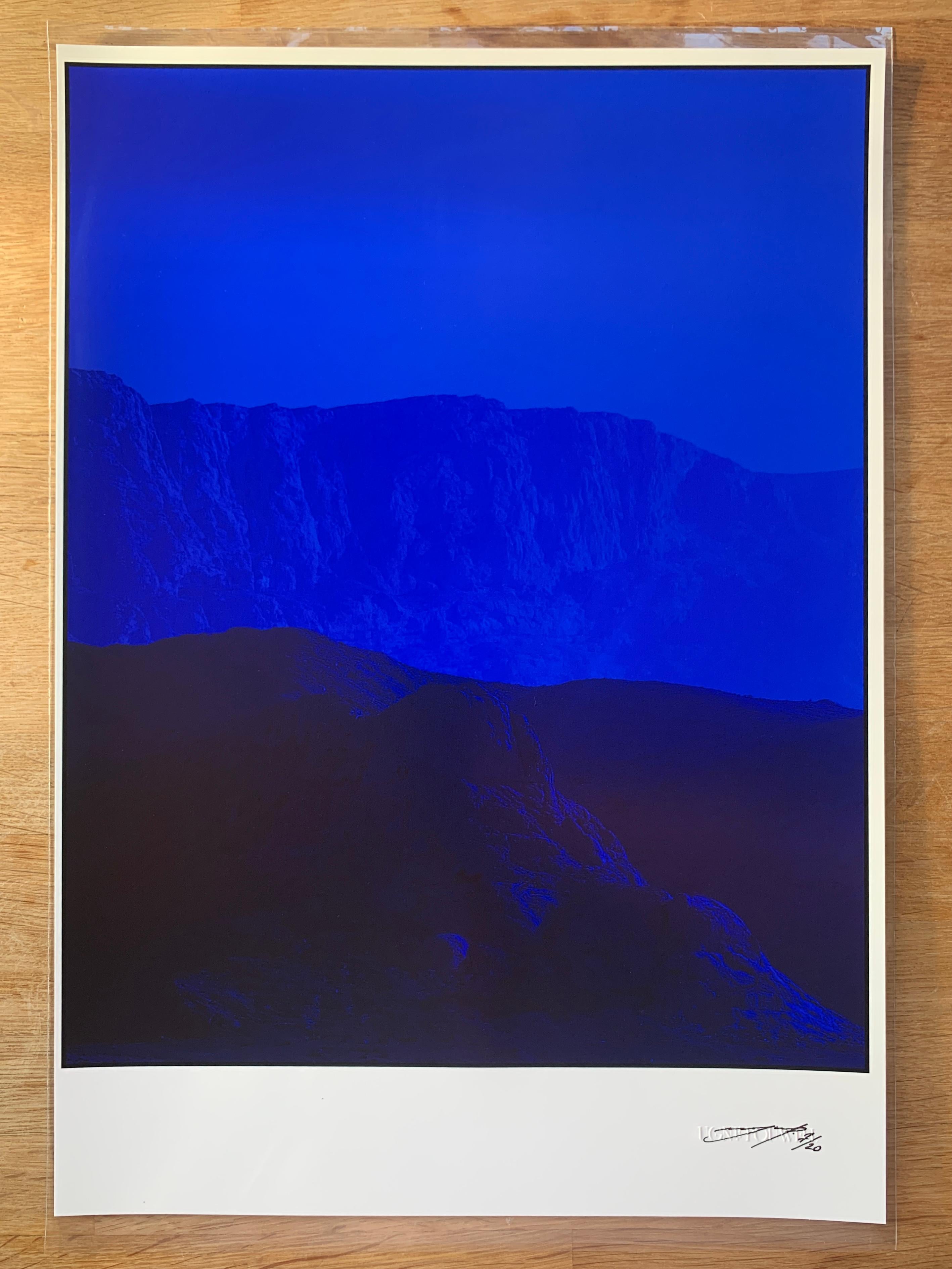 Ultramarine hills - monocolor blue photography of desert dunes - Photograph by Ugne Pouwell