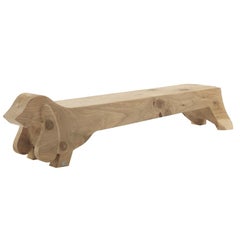 Ugo, Banco de madera de cedro animal de 55 pulgadas, Diseñado por Paolo SalvadÈ, Fabricado en Italia