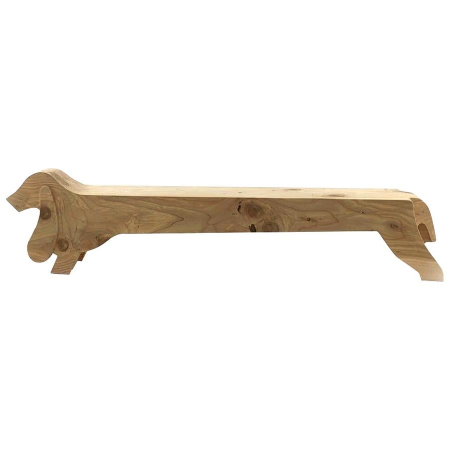 Ugo, Banco de madera de cedro animal de 94 pulgadas, Diseñado por Paolo SalvadÈ, Fabricado en Italia
