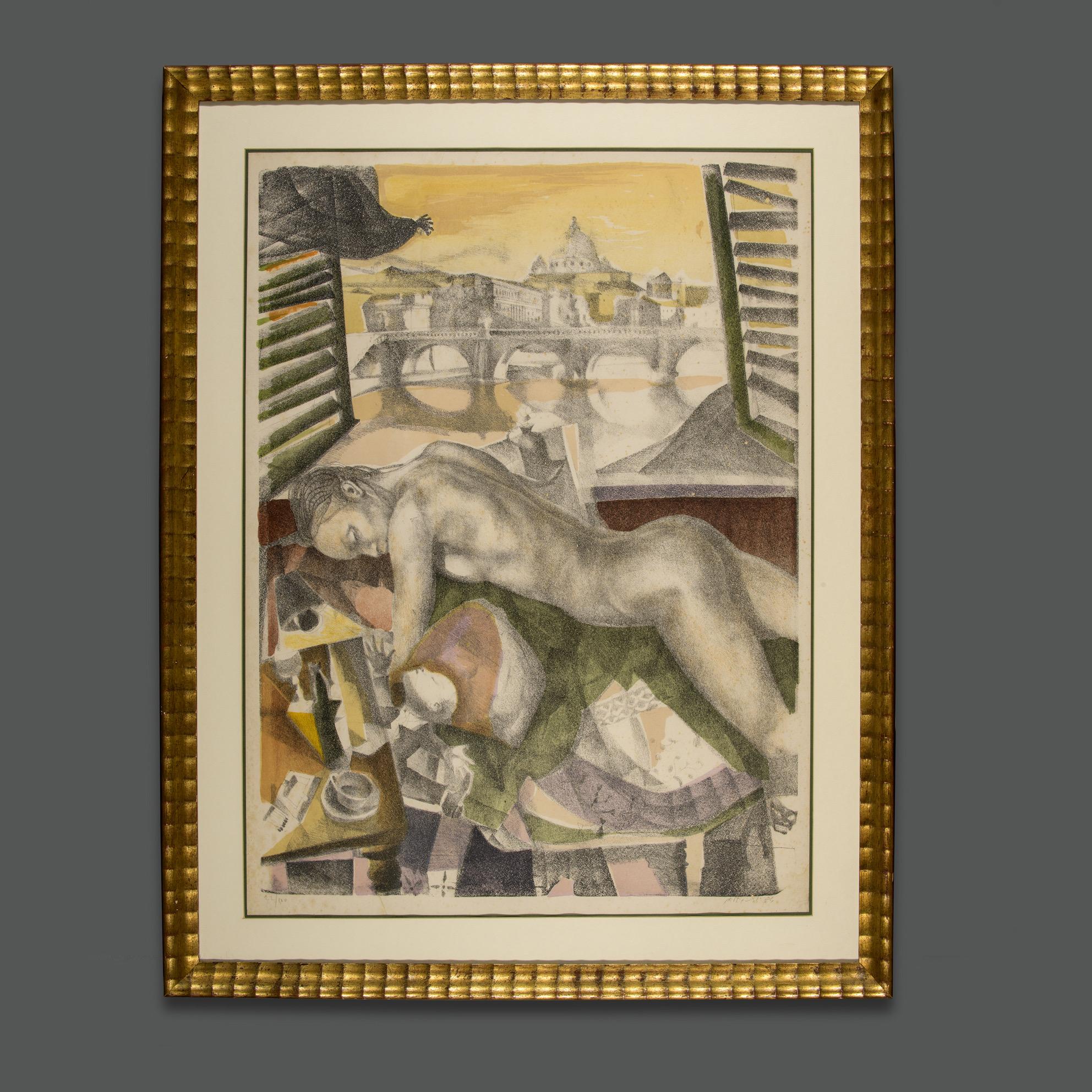 1980s Italian Signed Numbered and Dated Original Work on Paper
