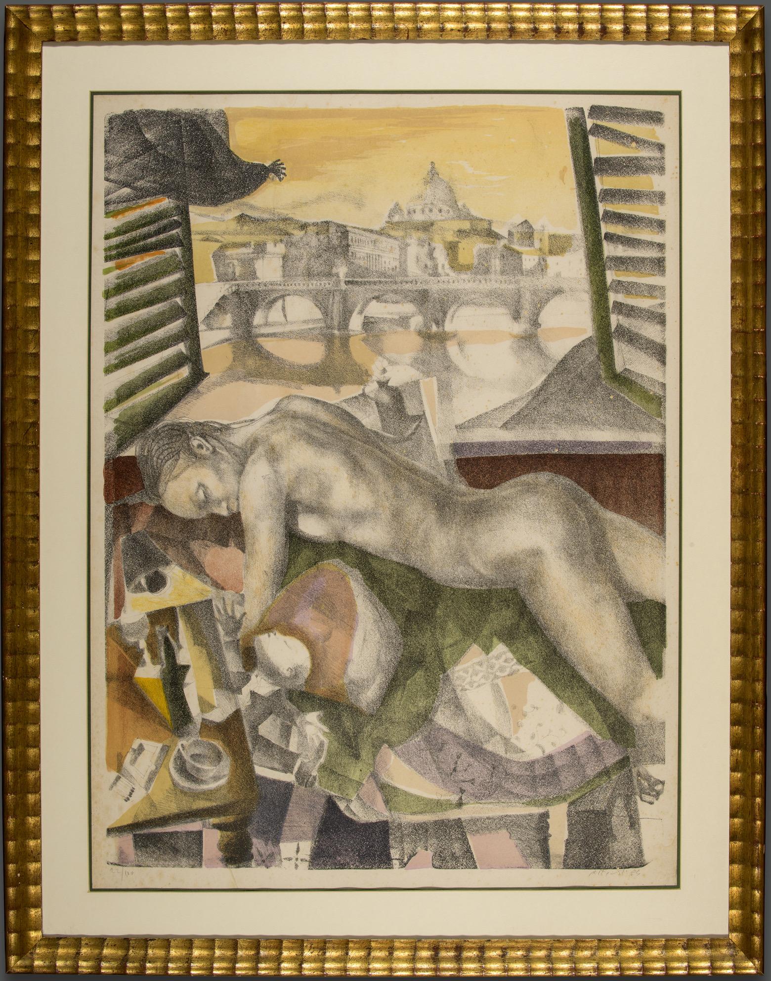 Ugo Attardi Figurative Print - 1980s Italian Signed Numbered and Dated Original Work on Paper