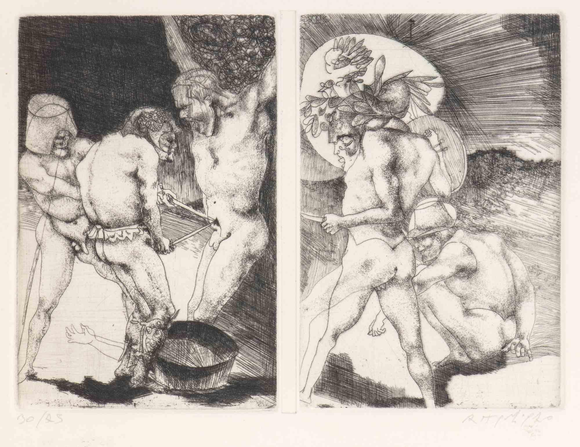 Complete Portfolio of 18 Etchings by Ugo Attardi - 1970s For Sale 1