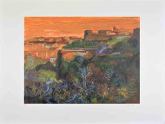 Landscape at Sunset - Lithograph by Ugo Attardi - 1970s