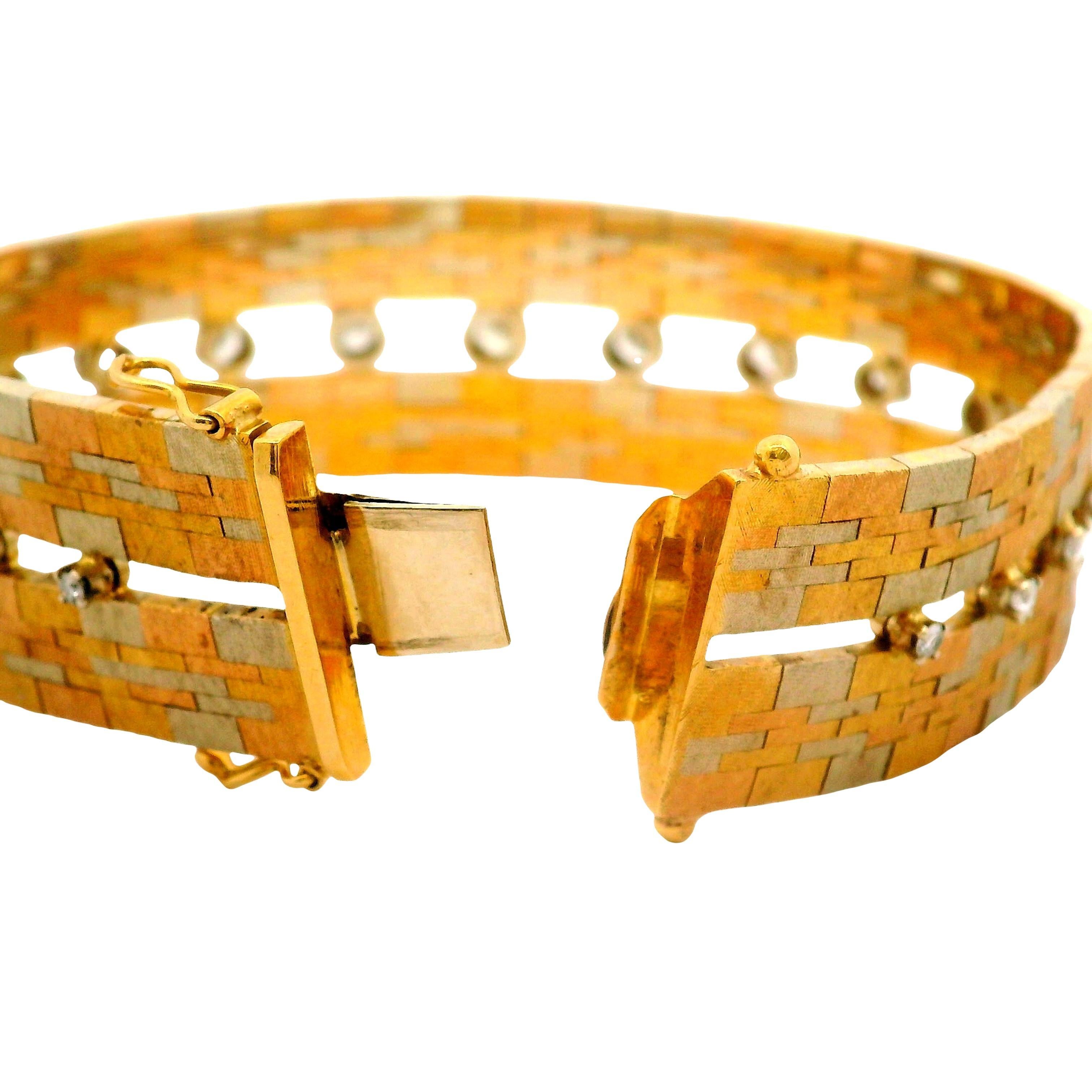 Bracelet italien Ugo Bellini en or 18k tricolore avec diamants en vente 1