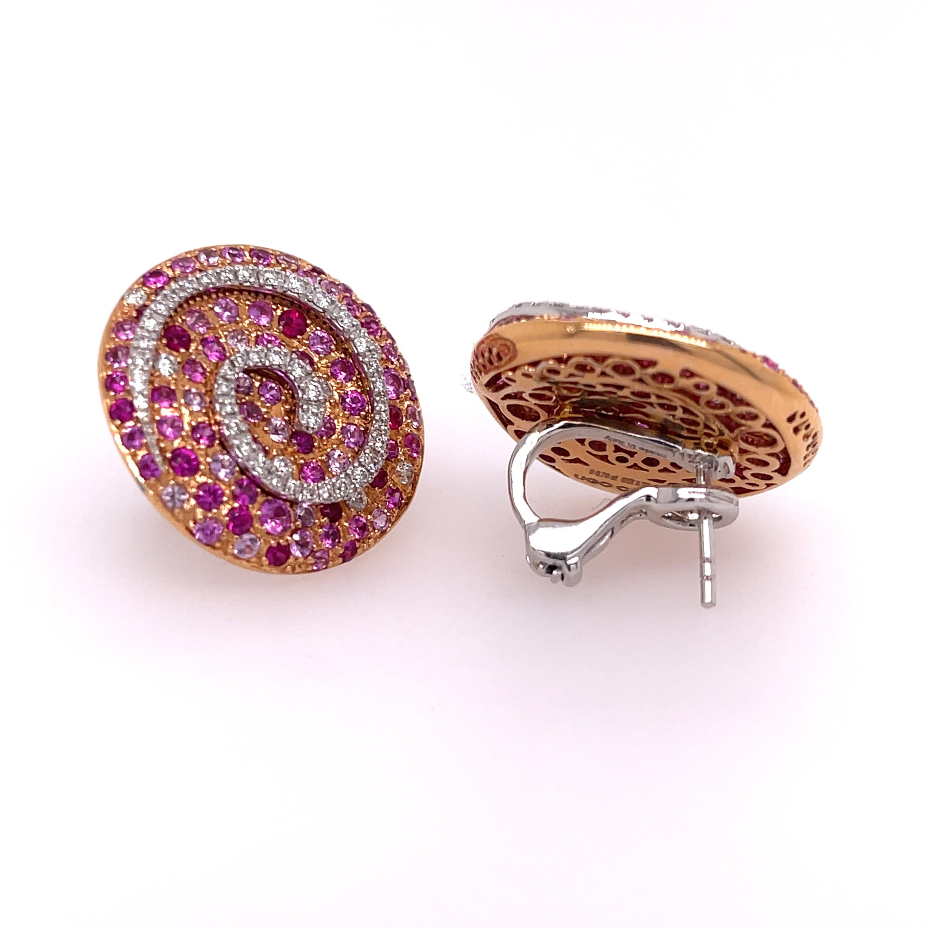 Modern Ugo Cala Diamond, Ruby, and Sapphire 18K Earrings