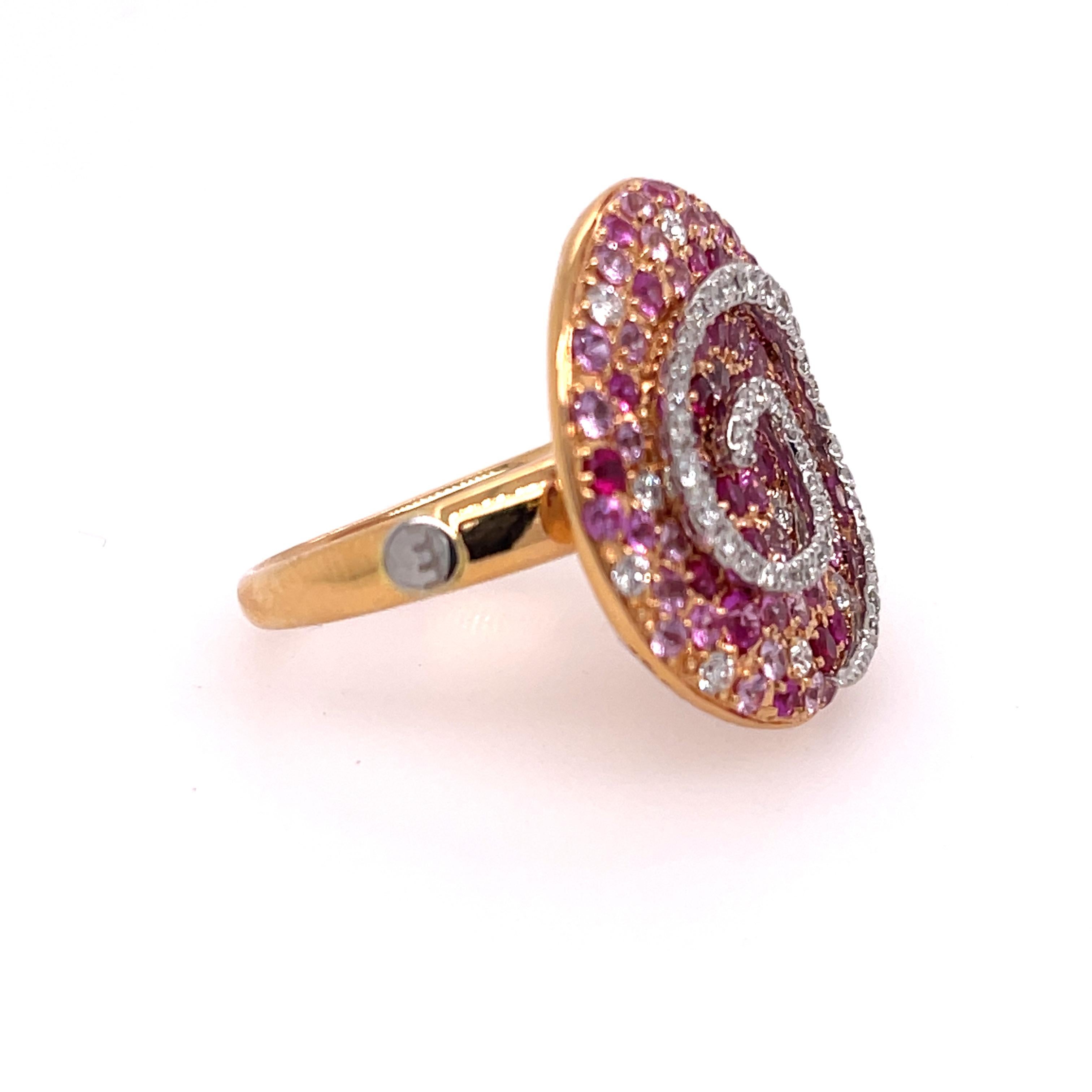 Modern Ugo Cala Diamond, Ruby, and Sapphire 18K Ring For Sale