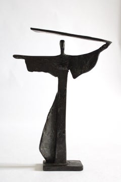 Dancer Italy  1985 Multiple Polished Painted Bronze On Painted Wood