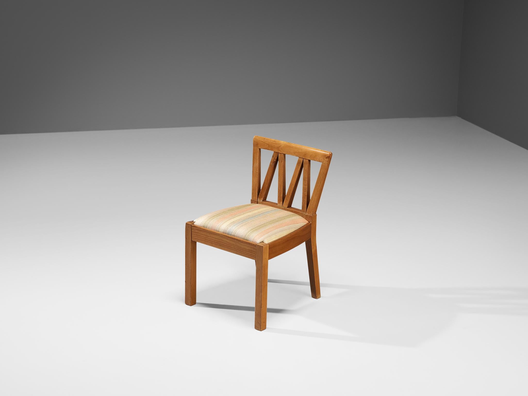 Art Deco Ugo Cara Chair with Geometrical Back in Cherry Wood