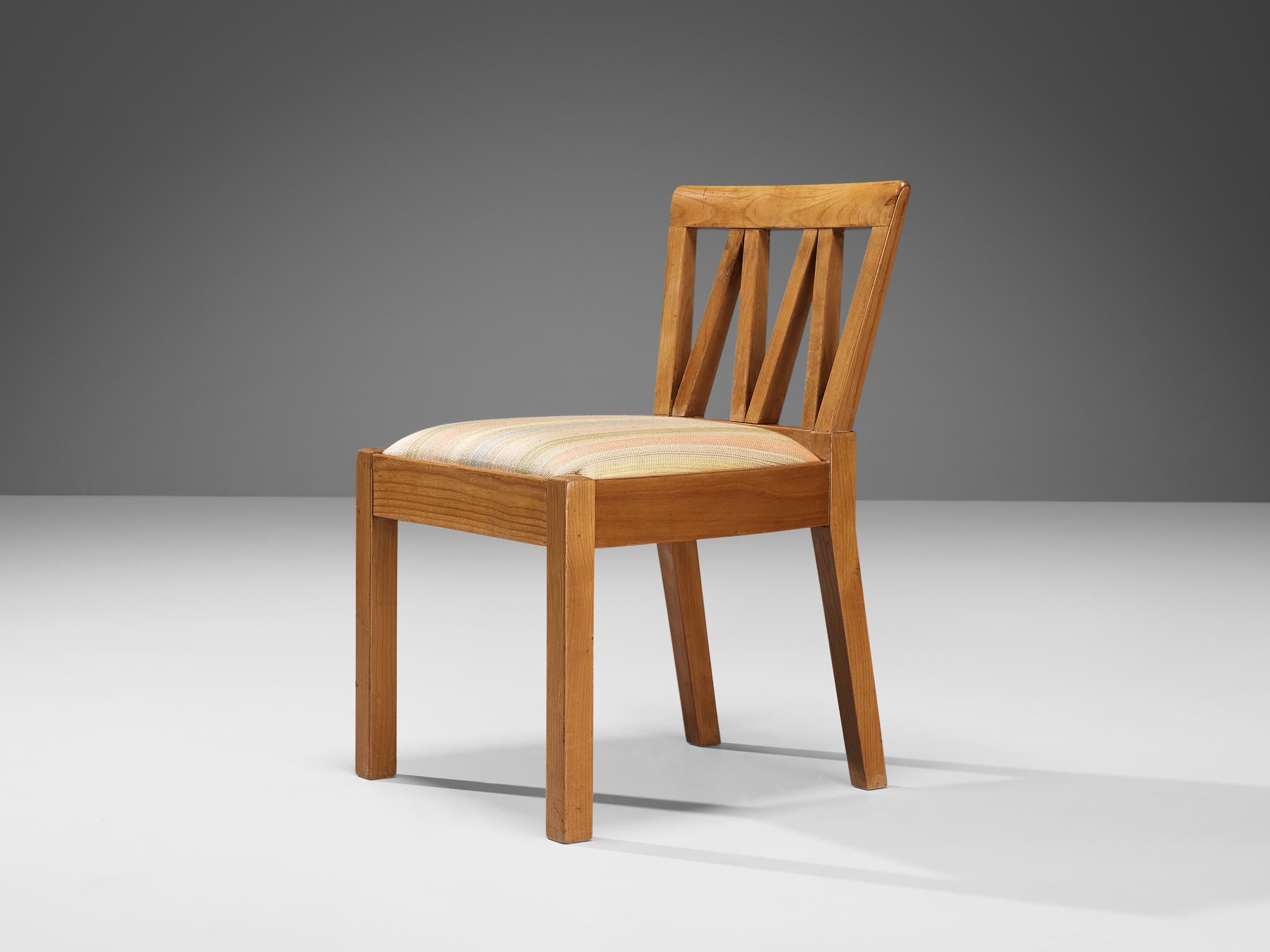 Italian Ugo Cara Chair with Geometrical Back in Cherry Wood