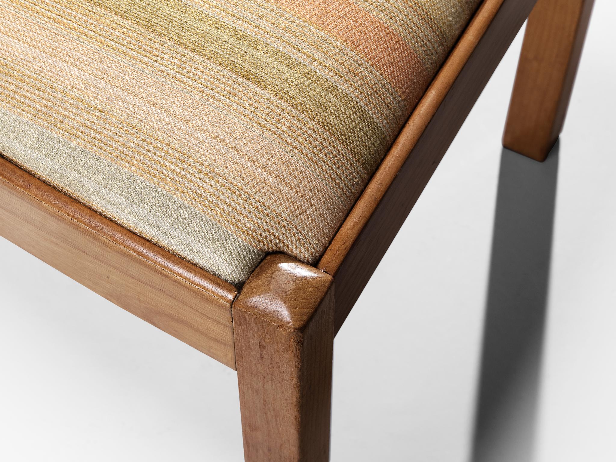 Fabric Ugo Cara Chair with Geometrical Back in Cherry Wood
