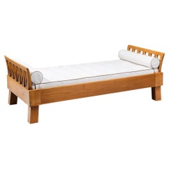 Vintage Ugo Cara Daybed with Geometrical Wood Work in Cherry