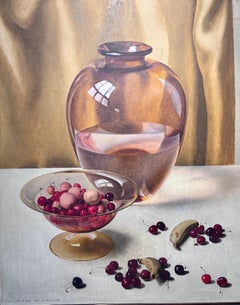 "Natura Morta con banane e ciliegie" Olio cm. 70 x 87