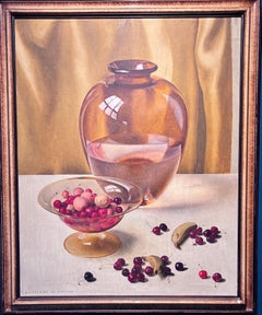 "Natura Morta con banane e ciliegie" Olio cm. 70 x 87