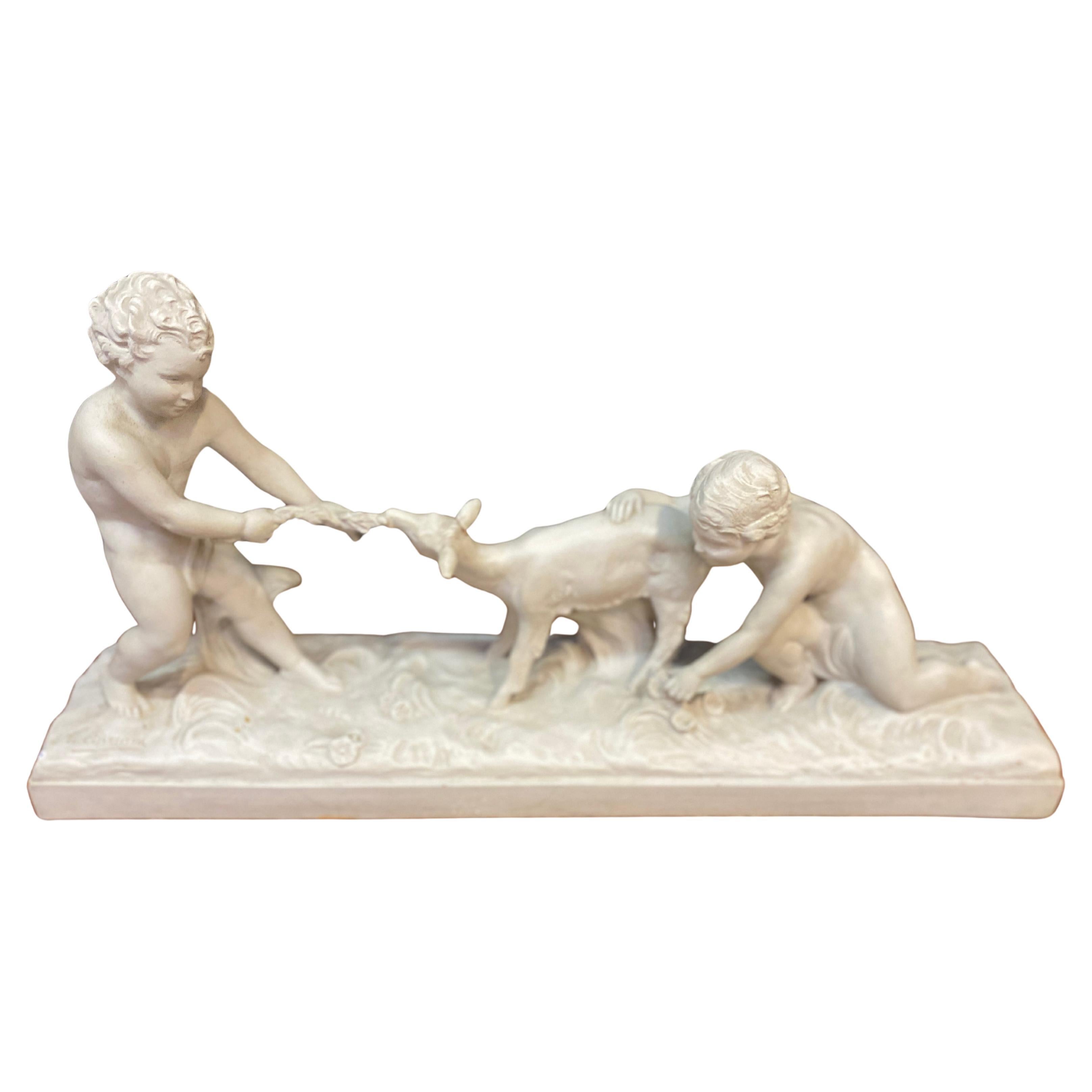 Ugo Cipriani (1887-1960) large Art Deco terracotta, white patina, circa 1930 For Sale