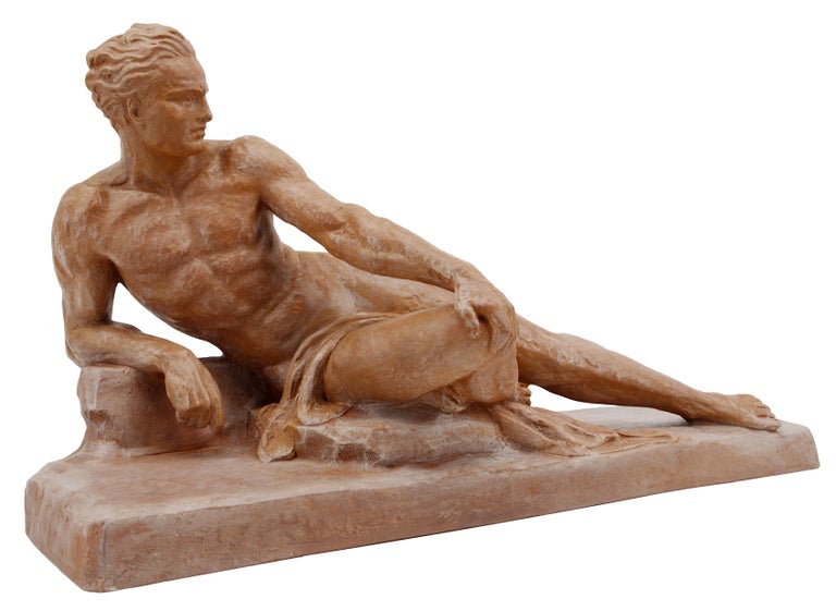 Ugo Cipriani French Large Art Deco Terracotta Sculpture, 1930s For Sale 1