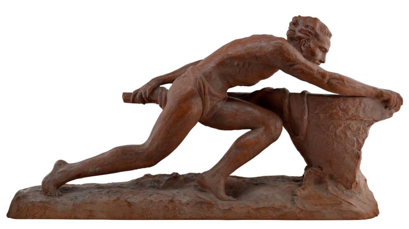 Ugo Cipriani Figurative Sculpture – Ruder, Terrakotta, 1930er-Jahre